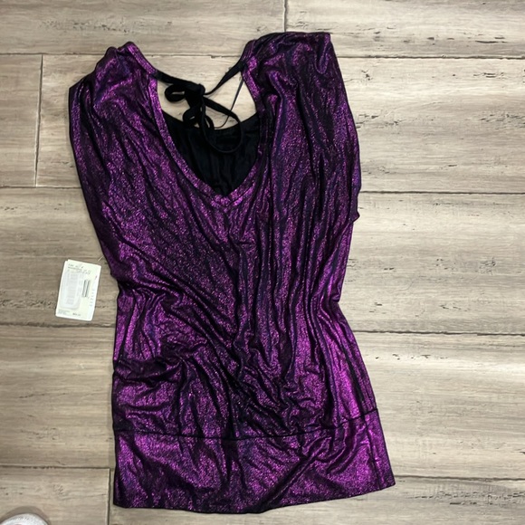 Guess purple butterfly tie back slouchy top S - Picture 2 of 3